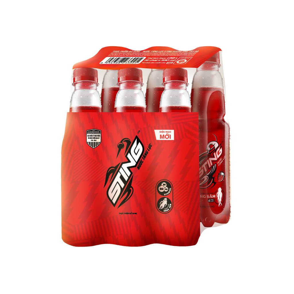 Nước Tăng Lực Sting Dâu – Lốc 6 Chai 330ml, Vị Dâu Ngọt Mát, Bổ Sung Năng Lượng Nhanh