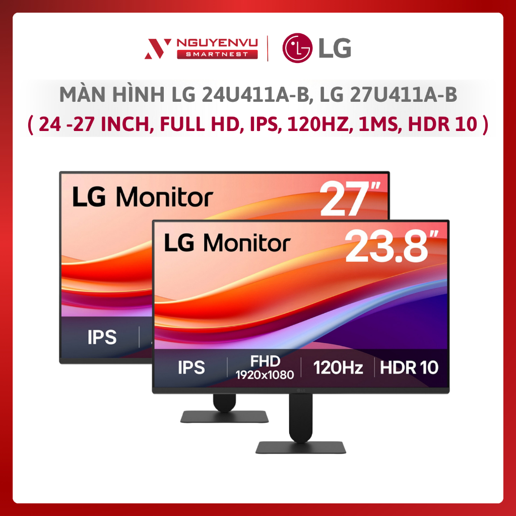 Màn hình LG 24U411A-B, LG 27U411A-B, 24-27 Inch, Full HD, IPS, 120Hz, 1ms, HDR 10 | Hàng chính hãng 
