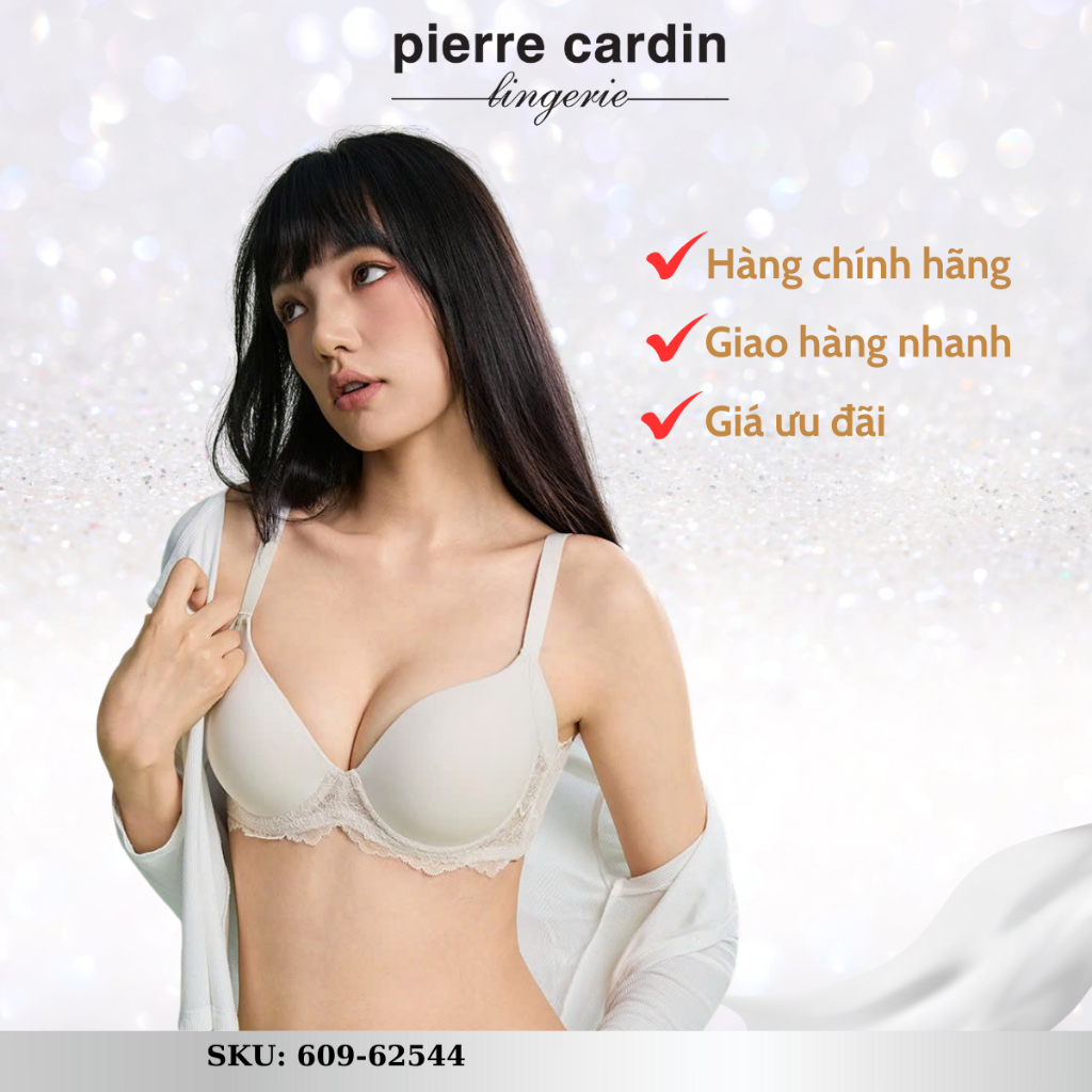 Áo nâng ngực 609-62544 nhãn hiệu Pierre Cardin ren, cúp xéo 3/4, có gọng, mouse nâng