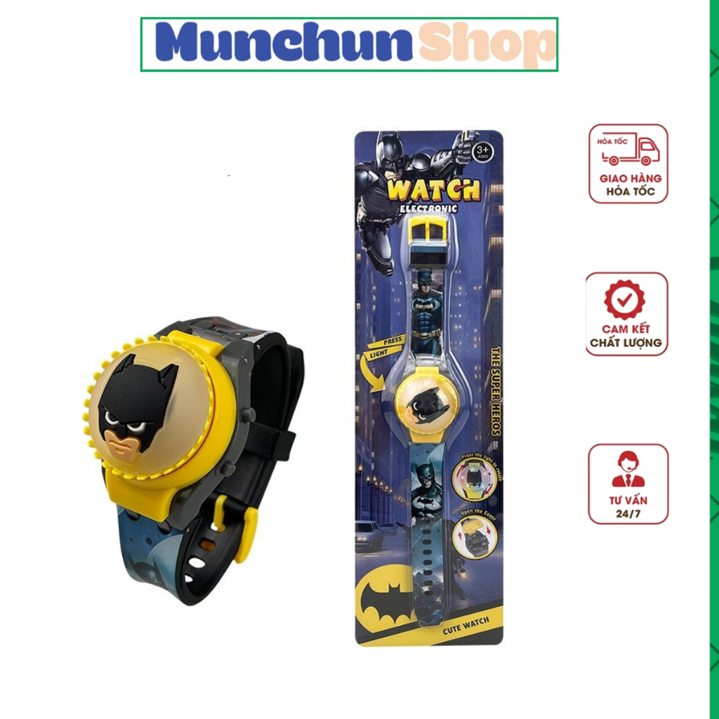 Đồng hồ Batman nắp xoay có đèn nhấp nháy cho bé