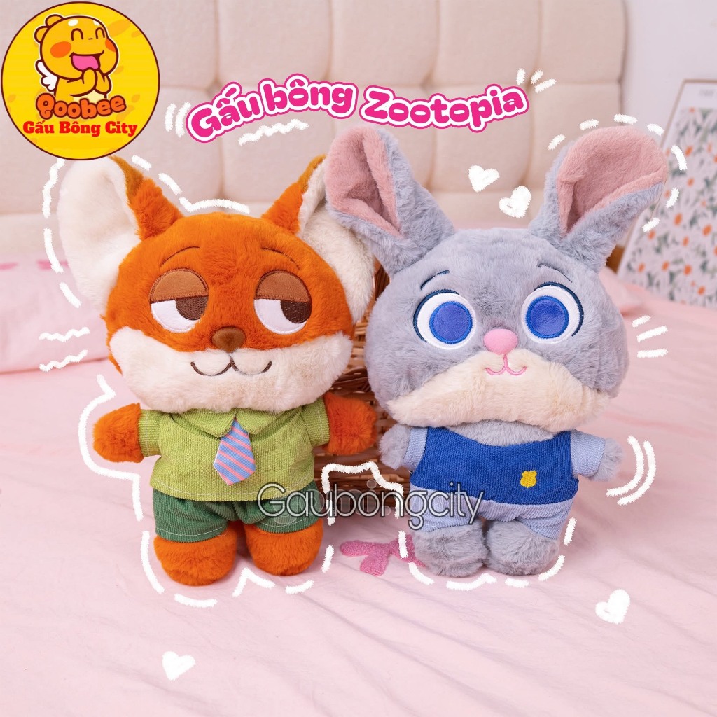 Gấu Bông Cáo Nick và Thỏ Judy - Thú Nhồi Bông Zootopia Cáo, Thỏ Cao Cấp Nhân Vật Hoạt Hình Quà Tặng Gấu Bông City