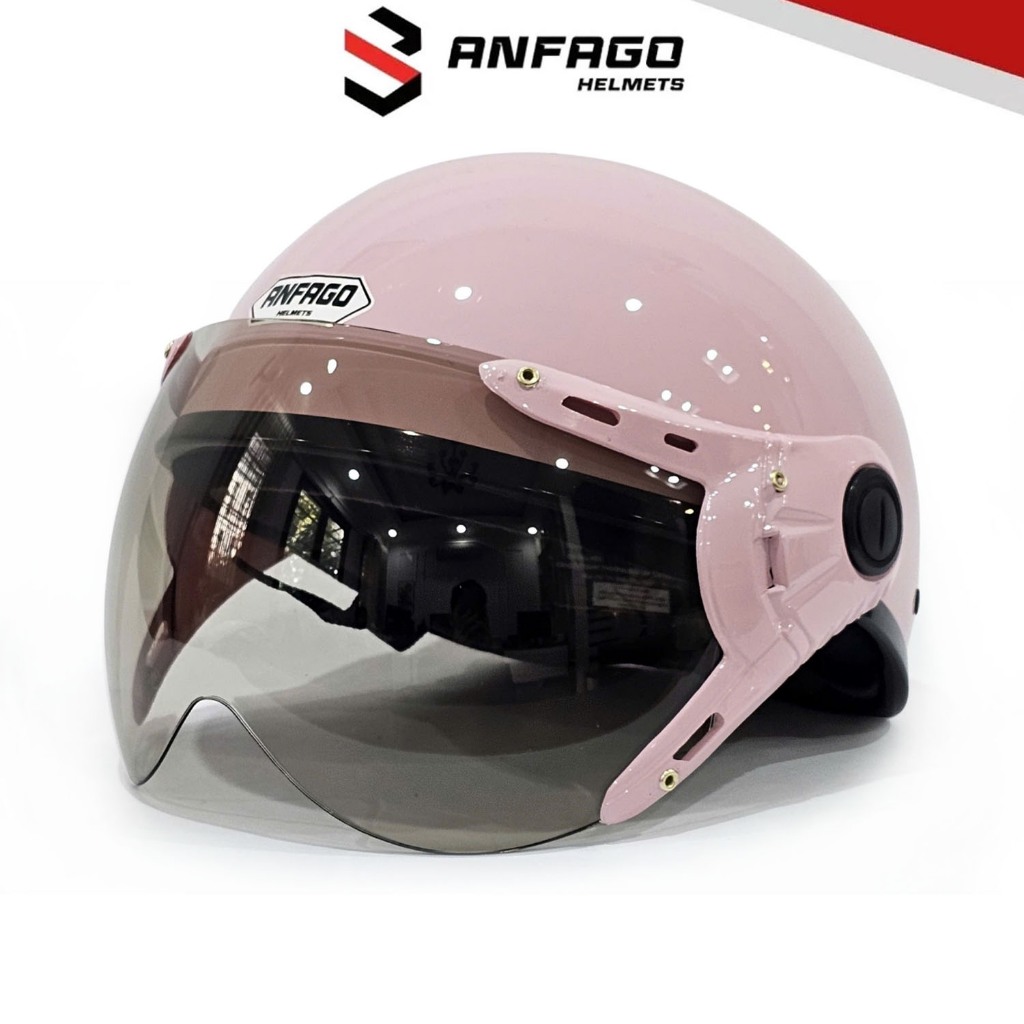 Nón bảo hiểm 1/2 có kính ANFAGO HALY thời trang nhẹ bền cho nữ freesize vòng đầu 55-59 cm