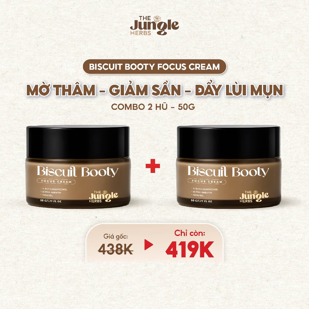 [Combo 2 kem tiết kiệm] Kem giảm thâm vùng mông, nách, bẹn Biscuit Booty- The Jungle Herbs