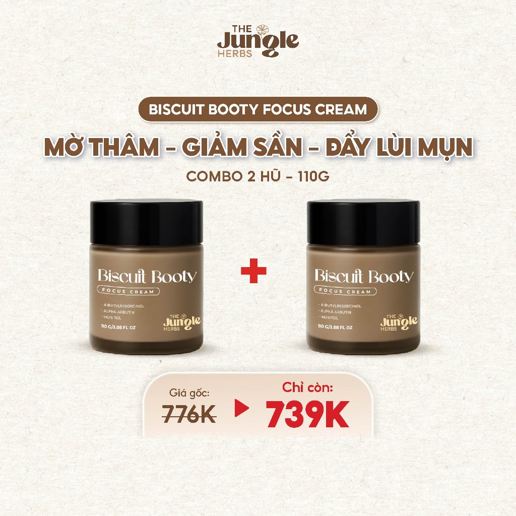 [Combo 2 kem tiết kiệm] Kem giảm thâm vùng mông, nách, bẹn Biscuit Booty- The Jungle Herbs