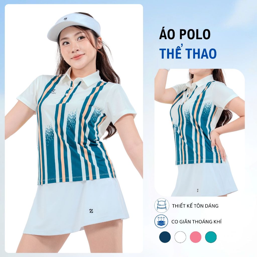 Áo pickleball polo nữ, áo thun thể thao nữ tennis cầu lông cooling fabric làm mát chủ động Zonix