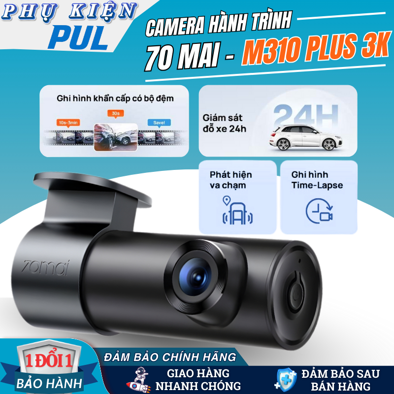 Camera Hành Trình 70mai M310 Plus 3K - Phân Giải 3K, Giám Sát Đỗ Xe, Ghi Hình Vòng Lặp, BH 12 Tháng