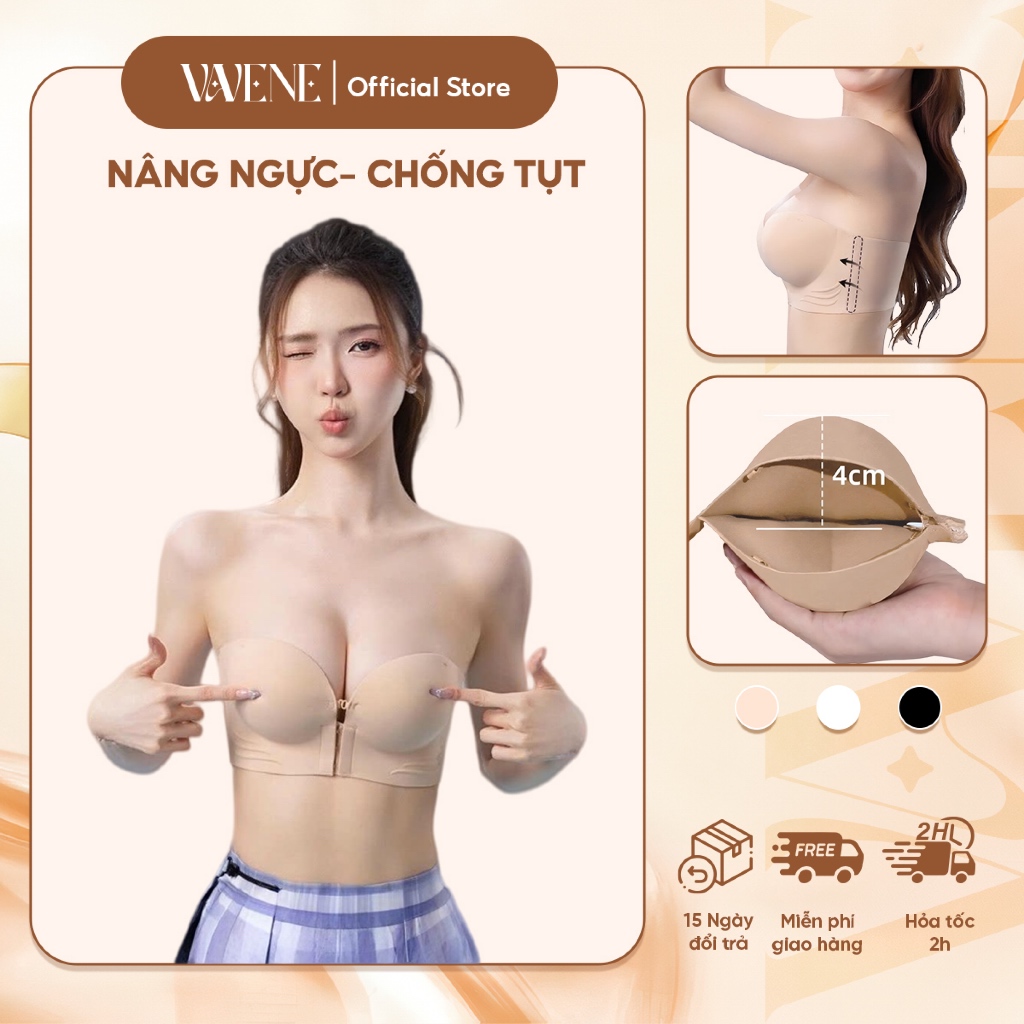 {Hàng loại 1} Áo lót nữ, áo ngực nữ su đúc Vanvene AC667 không gọng, không dây cài trước đệm dày 5cm, bản to che mỡ lưng