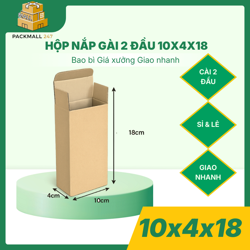 Hộp Carton Gài 2 Đầu 18x10x4 Hộp Chuyên Đóng Hàng Nhẹ, Phù Hợp Phụ Kiện Nhỏ Gọn - Packmall247