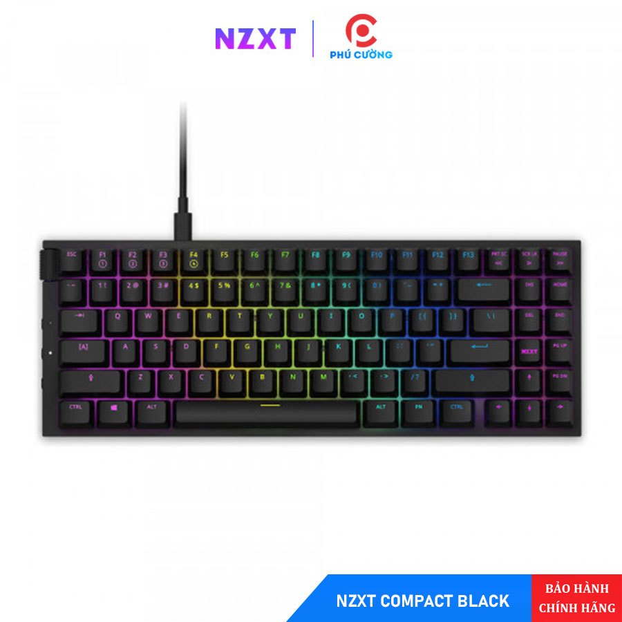 Bàn Phím Cơ NZXT Function TKL Black - Red Switch, Hot-Swap, Led RGB, KB-175US-BR Chính Hãng