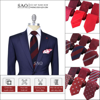 Cà Vạt Nam Công Sở 8cm – Màu Đỏ Cá Tính, Dễ Kết Hợp Vest/Sơ Mi (CVN8-L7)