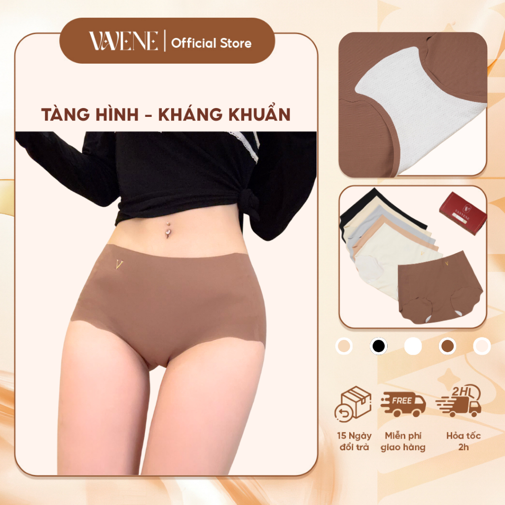 Quần lót nữ su đúc Vanvene - Viền sóng, Cạp vừa, Không viền, Tàng hình, Kháng khuẩn QL612