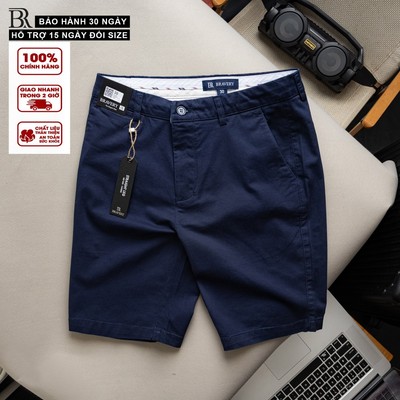 Quần Short Kaki Nam Brado Xanh Navy Bravery - Vải Kaki Dày Dặn Mềm Mịn, Regular Fit Lịch Lãm