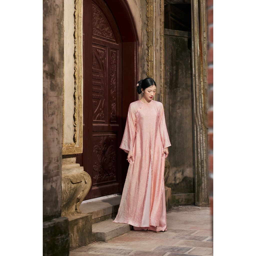 Áo Dài Lụa Hồng Cách Tân YÊN Form Suông Thắt Eo Nhẹ Nhàng, Đoan Trang HAAN Design AD2026