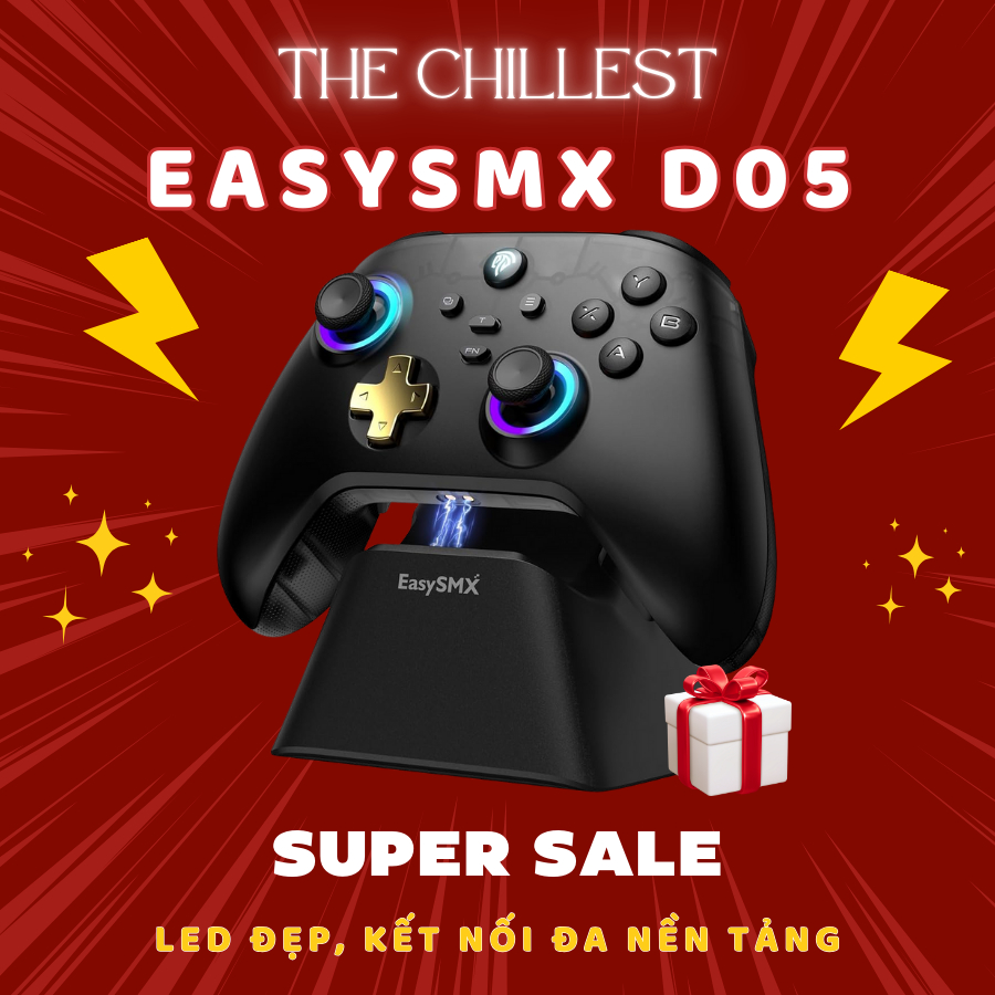 [BẢO HÀNH 12T] Tay cầm chơi game EasySMX D05, Dock sạc đi kèm, Hall Effect Joystick, Kết nối có dây 
