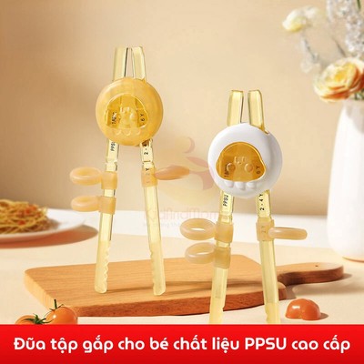 Đũa tập gắp PPSU KidAndMom cho bé tập ăn từ 1-6 tuổi,Đũa tập gắp 3 giai đoạn giúp bé cầm nắm dễ dàng
