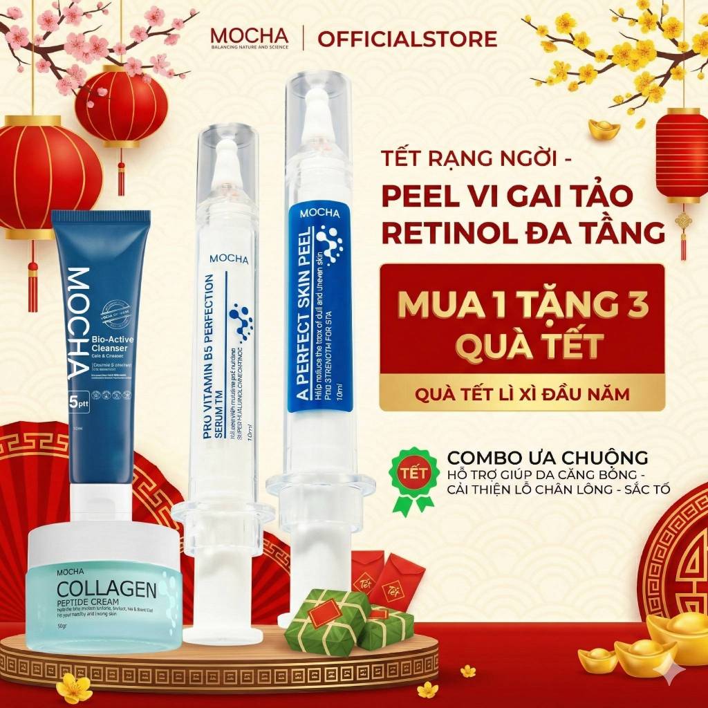 [CHÍNH HÃNG] Peel da siêu vi tảo Mix Retinol Mocha Peel Da Mặt Cải Thiện Mụn Nám, Skincare Tại Nhà M
