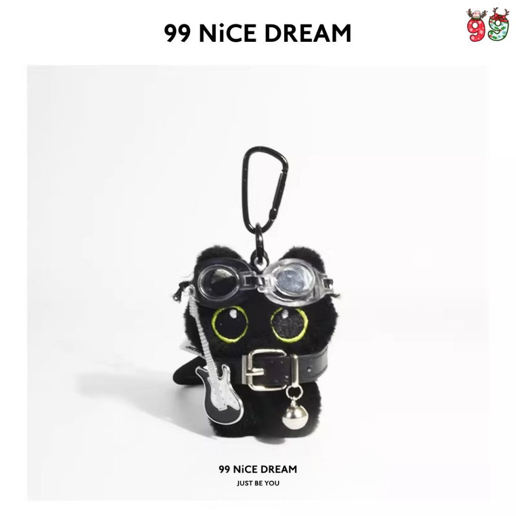 Móc Khoá Gấu Bông Mèo Đen Nhạc Sĩ Cầm Đàn, Charm Treo Túi Xách, Balo, Cặp Sách Cute Dễ Thương