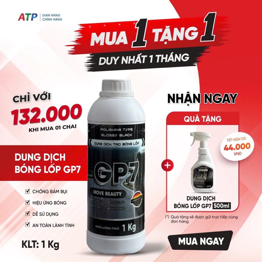 [ Siêu ưu đãi ] Dung dịch làm bóng lốp GP7 - Mua 1kg tặng 500ml - Chống bụi bẩn, rạn nứt, dưỡng bóng