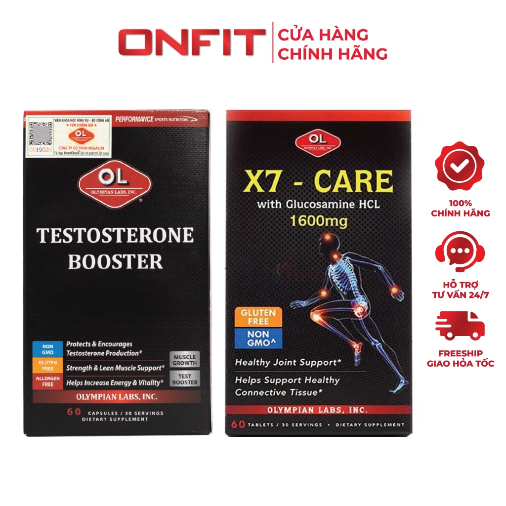 [Combo Quý Ông] Olympian Labs Testosterone & X7 Care - Hỗ Trợ Sức Khỏe Phái Mạnh & Khớp Dẻo Dai