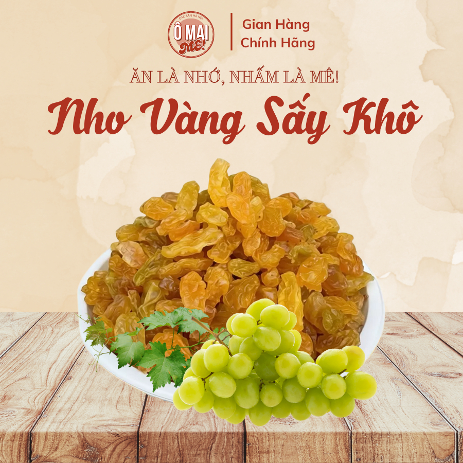 Nho Vàng Sấy Khô tự nhiên, không đường, Nho không hạt thơm ngon - Ô MAI MÊ omaimee
