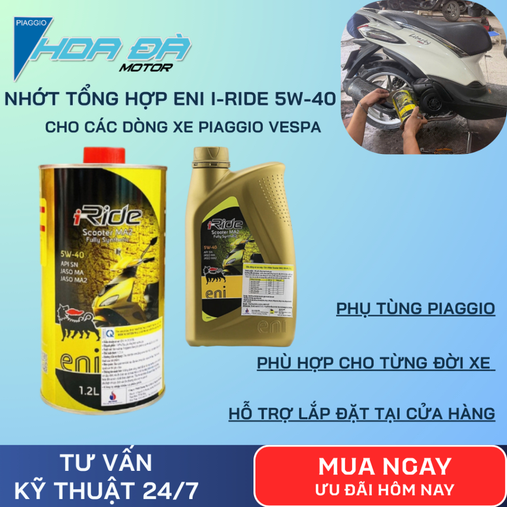 Dầu Máy/ Dầu Động Cơ/ Nhớt Tổng Hợp Eni I-Ride Scooter 5W-40 Chính Hãng Cho Các Dòng Xe Piaggio Vesp