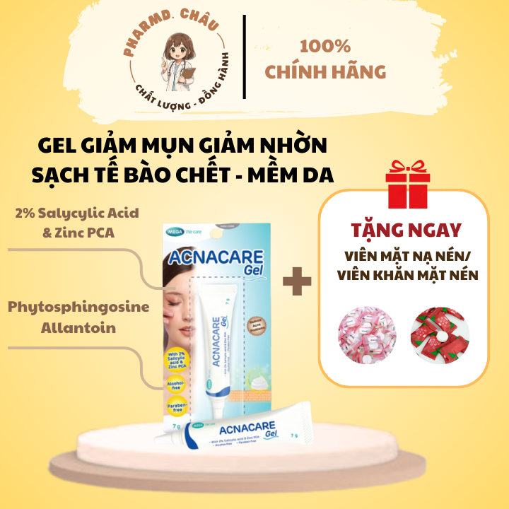 Gel giảm mụn, giảm nhờn Acnacare Gel giúp sạch tế bào chết, mềm da (Tuýp 7g)