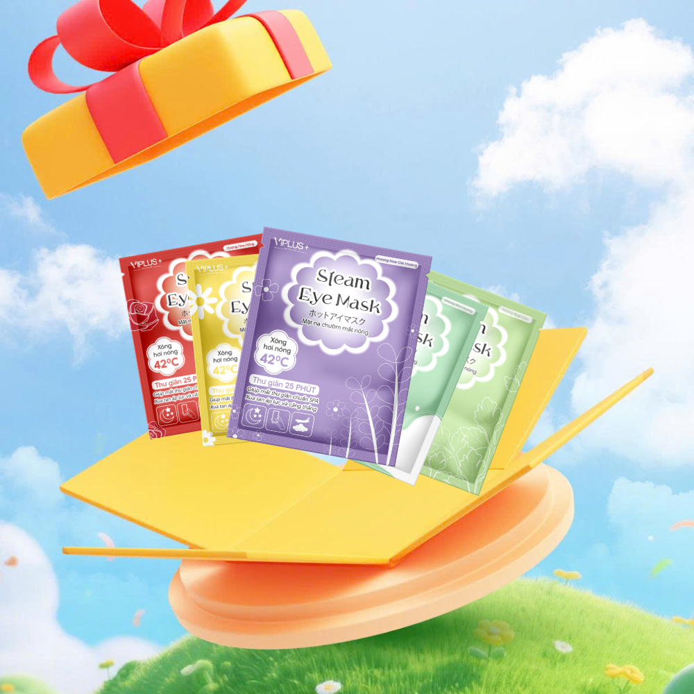 [GIFT] Set 5 miếng mặt nạ xông hơi chườm mắt nóng thư giãn VIPLUS+Steam Eye Mask - Bịt Mắt Thư Giãn Trước Khi Ngủ