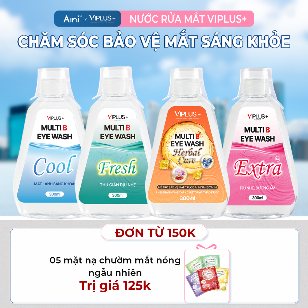 Nước Rửa Mắt VIPLUS+ Multi B Eye Wash Bổ Sung Độ Ẩm, Vitamin Cho Mắt