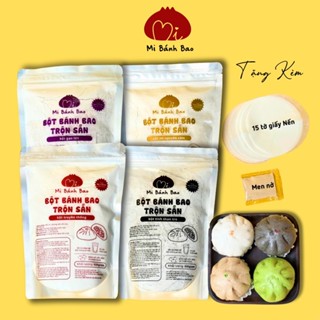 ĐỦ LOẠI Bột Bánh Bao pha sẵn Mi BánhBao Gạo lứt, Nguyên Cám, Than Tre (Tặng Men nở & giấy lót bánh)