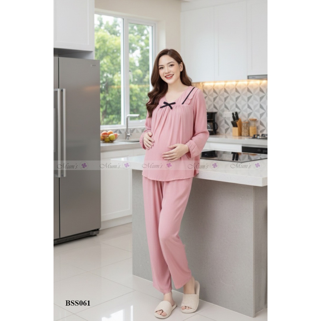 Đồ bộ bầu và sau sinh MUM'S SHOP BSS061 Bộ đũi dài tay có khóa mở cho bé tu ti, quần có chun chỉnh