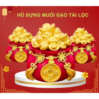 Combo 3 Hũ Muối Gạo Tài Lộc Bày Ban Thần Tài, Lọ Đựng Gạo, Muối Phong Thủy, Hũ Vàng Chiêu Tài Lộc, May Mắn