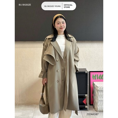 Áo khoác trendch coat dáng dài buộc thắt lưng BIGSIZE (55kg đến 95kg) – 25DAK087 - [BU Bigsize Young]