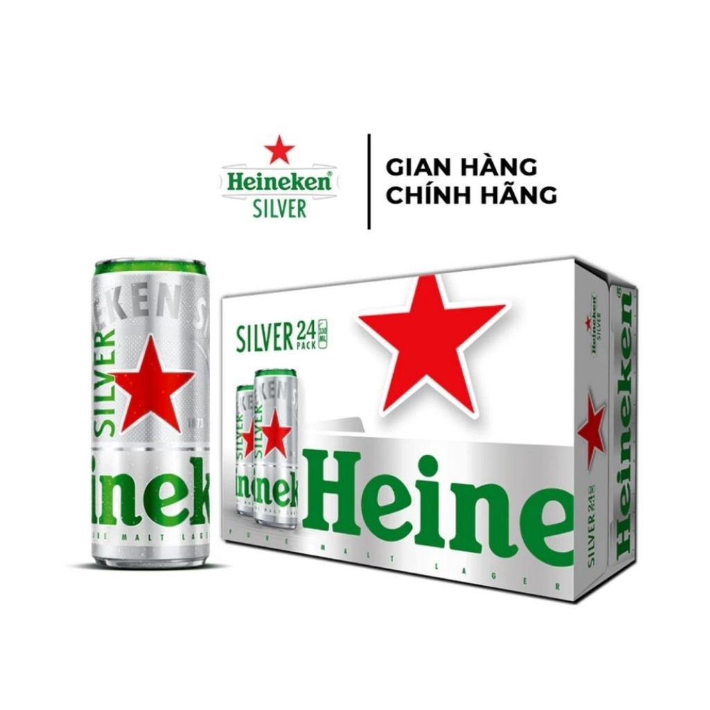 Thùng 24 lon bia Heineken bạc 330ml