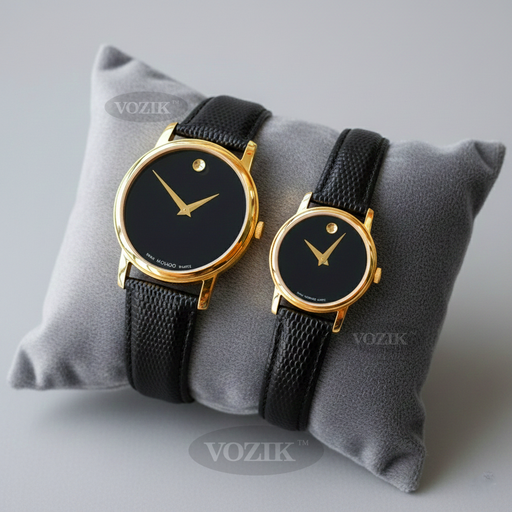 Đồng hồ Nam Nữ cao cấp dây da kính saphia, vỏ thép chống gỉ