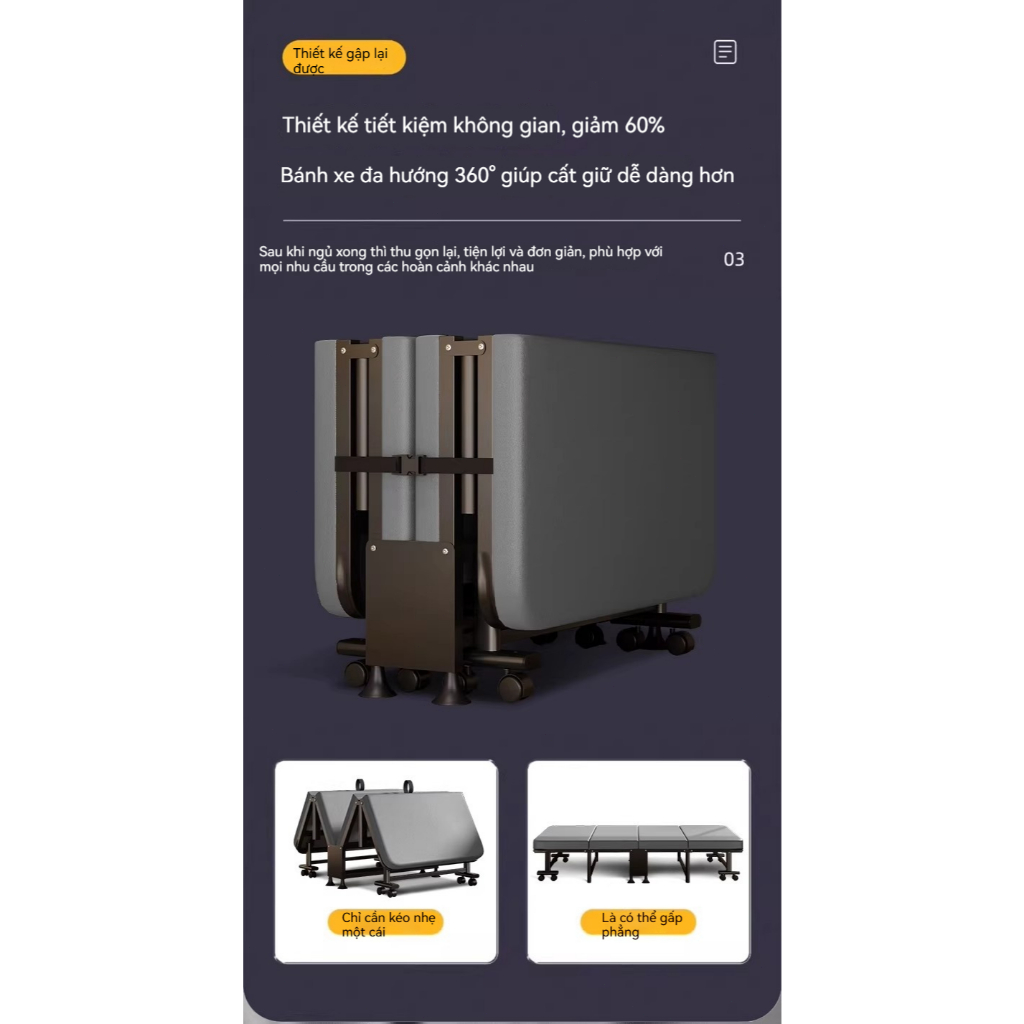 ALVIN Giường gấp gọn Có thể gập lại và tiết kiệm không gian rất lý tưởng cho giờ nghỉ trưa tại văn phòng | BigBuy360 - bigbuy360.vn