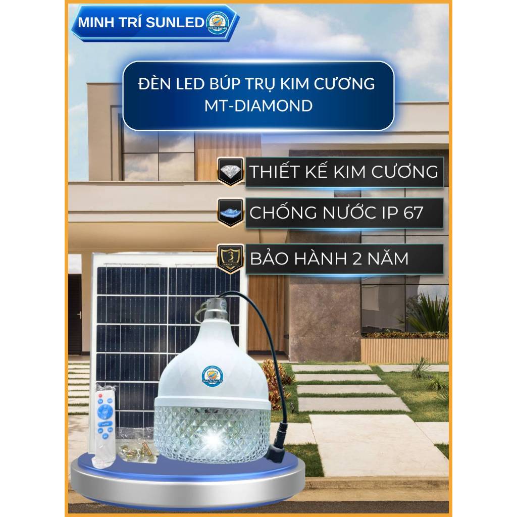 Đèn Buld Năng Lượng Mặt Trời 150w MT-DIAMOND | Minh Trí SunLED