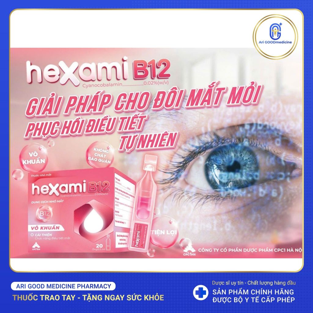 Dung dịch nhỏ mắt Hexami Newlight Plus giảm mỏi điều tiết mắt Hộp 20 Ống