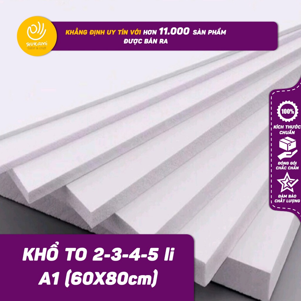 Set 3 tấm bìa mô hình Foamex/fomex/formex/form loại siêu to (60x80cm) làm mô hình dày từ 2mm đến 5mm