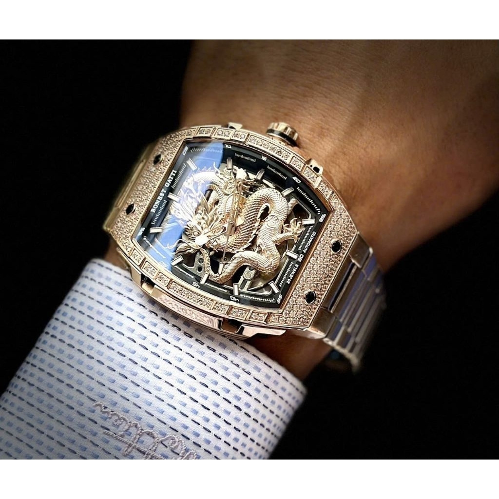 [Chính Hãng 100%] Đồng Hồ Nam Bonest Gatti BG5605 (5605) Máy Cơ Automatic Kính Sapphiare Mặt Siz 44m