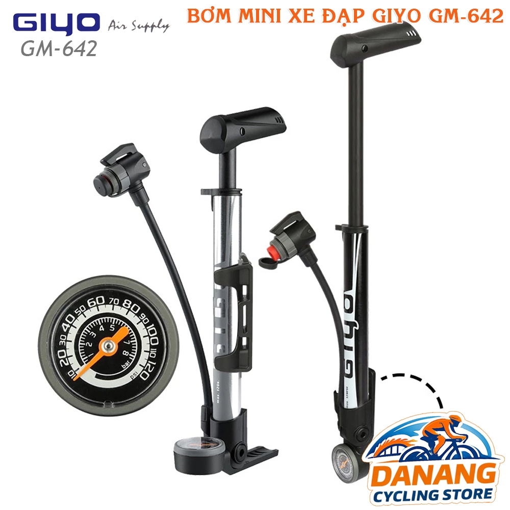 Bơm Mini Xe Đạp GIYO GM 642 – Nhỏ Gọn, Có Đồng Hồ PSI