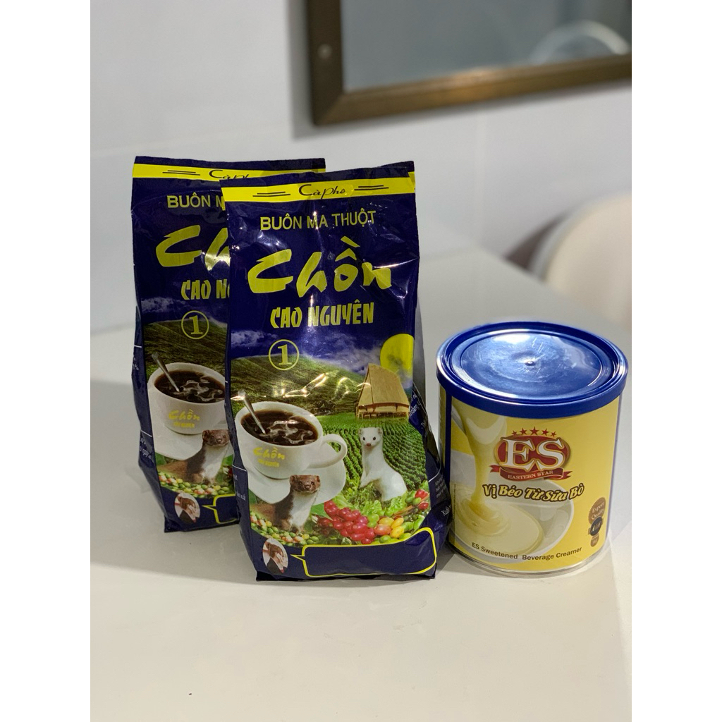 combo cà phê Chồn Cao Nguyên 1kg và sữa đặc ES 1kg