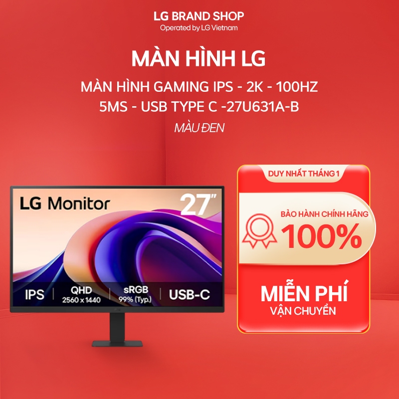 27U631A-B- Màn hình gaming IPS - 2K - 100Hz - 5ms - USB Type C