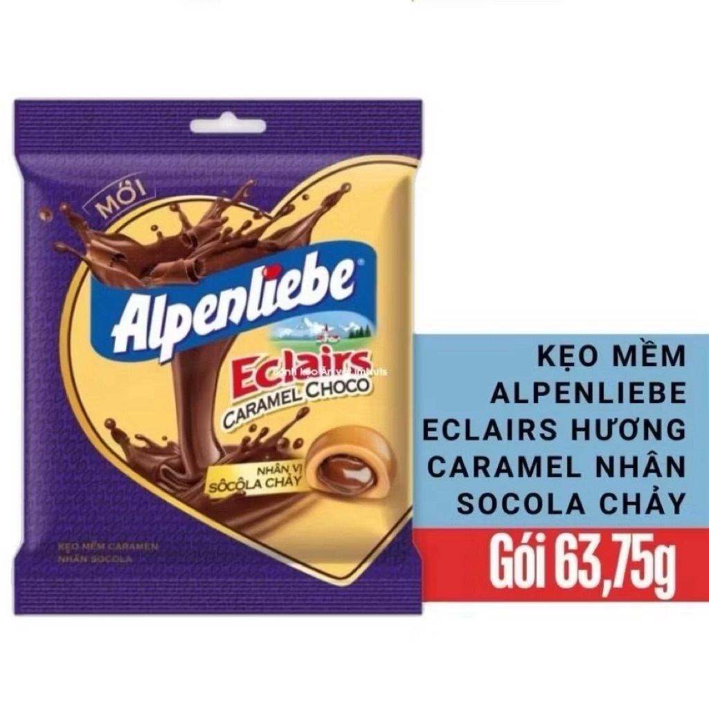 Kẹo mềm Alpenliebe Eclairs Hương Caramel Nhân Socola Chảy