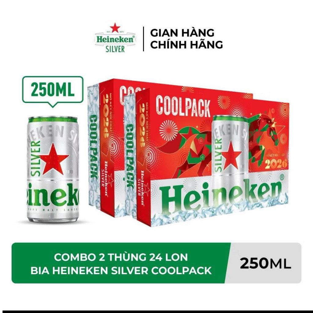 Thùng 24 lon bia Heineken silver 330ml