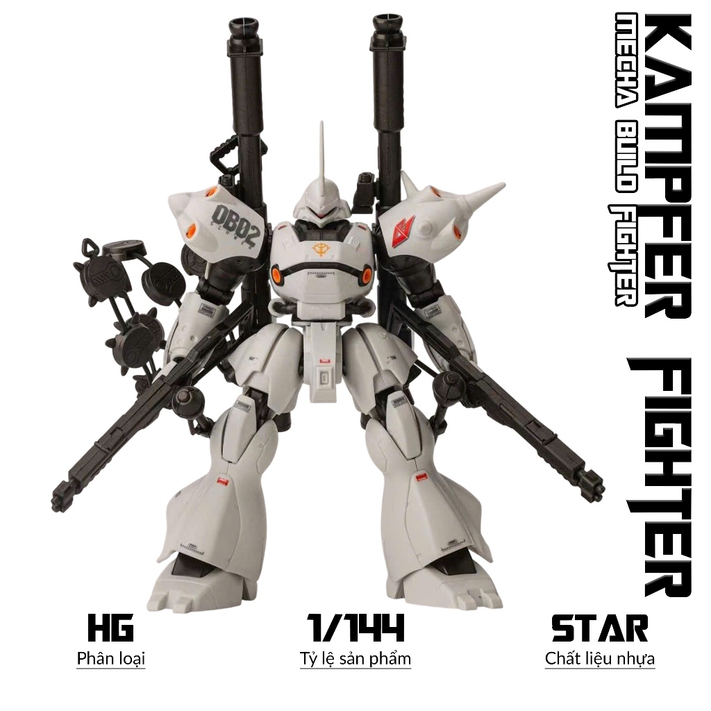 Mô hình HG Kampfer Fighter White Color, 1/144 Mecha, Đồ chơi lắp ráp nhựa