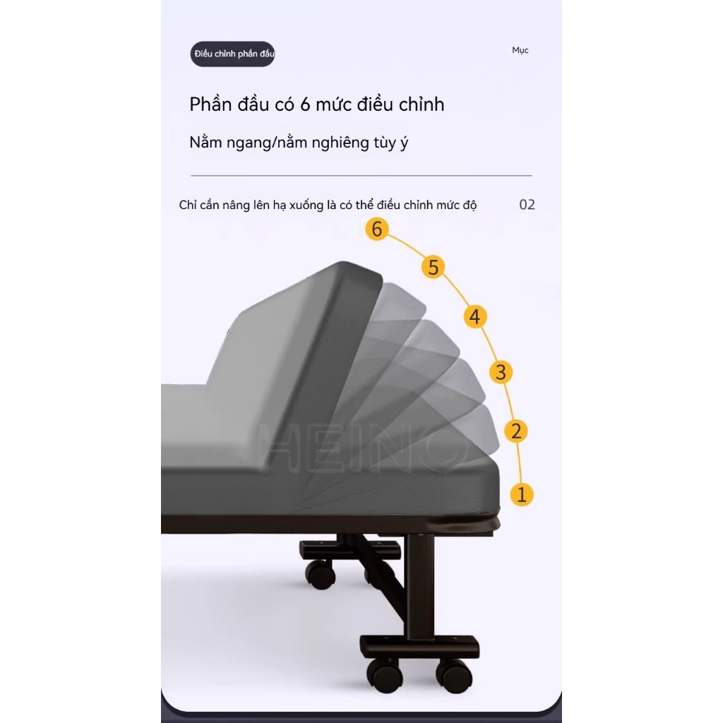 HEINO Giường Gấp Thông Minh Cho Công Nhân Điều Chỉnh Đầu 5 Nấc Di Chuyển Dễ Dàng Giá Chỉ Dưới 900K | BigBuy360 - bigbuy360.vn