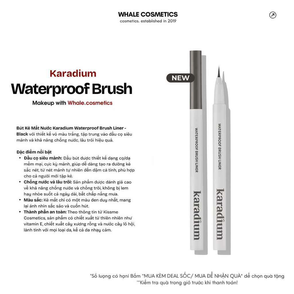 Kẻ Mắt Karadium Waterproof Brush Liner Black