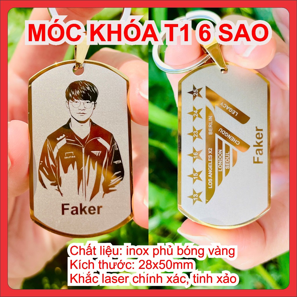 Móc Khoá T1 6Sao, Móc khoá đội tuyển T1 Inox Dùng Làm Quà Tặng - Sưu Tập - Thẻ Bài T1 Đeo Dây Chuyền
