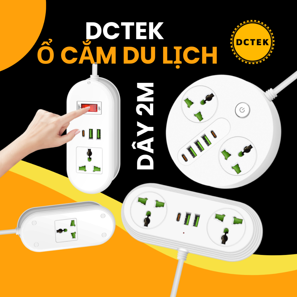 DCTEK T26 T27 T28 Ổ điện du lịch đa năng tiện lợi mang theo các chuyến đi, phù hợp cho gia đình