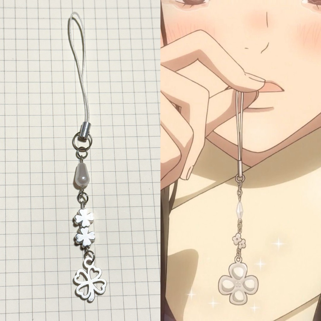 Móc khoá, dây treo điện thoại Sawako - hình cỏ 4 lá đáng yêu